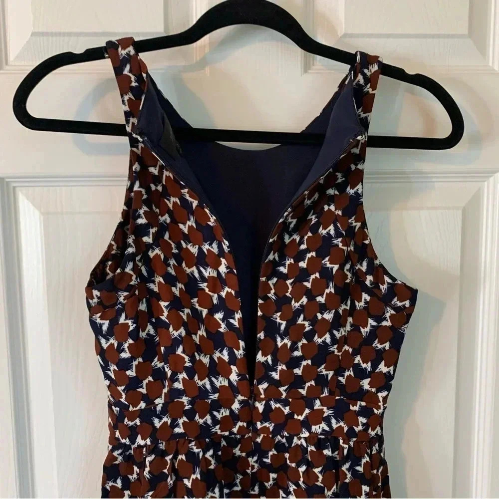 J.Crew Geometric Abstract Print Lined A-line Sleeveless High Neck Dress, size 0 - Picture 9 of 11